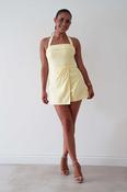 Stacie Linen Blend Tie Strap Playsuit | Yellow