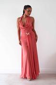 Summer Draped Halterneck Maxi Dress | Coral