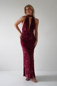Tara Floral Jacquard Maxi Dress | Wine image