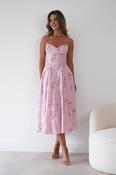Tess Floral Print Skater Midaxi Dress | Pink image