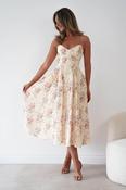 Tess Floral Print Skater Midaxi Dress | Yellow image