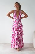 Varana Floral Ruffle Maxi Dress | Pink