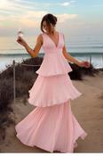 Vina Tiered Pleated Layered Maxi Dress | Blush Pink