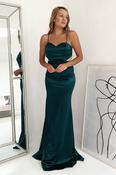 Addison Satin Gown | Emerald Green image