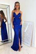 Apollo Bodycon Sequin Gown | Royal Blue image