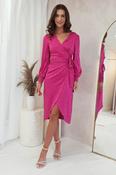 Louise Wrap Satin Midi Dress | Hot Pink image