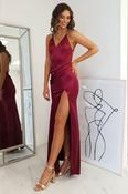 Simone Satin Gown | Burgundy image