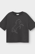 Dedicated T-shirt Vadstena Wild Horse Stitch EMB Charcoal Multi Colour image