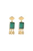 A Beautiful Story Affectionate Green Onyx Earrings Gold Plated
