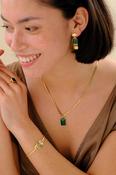 A Beautiful Story Delightful Green Onyx Necklace Gold Plated