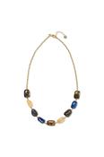 A Beautiful Story Excessive Tiger eye Lapis Lazuli Smokey Quartz Citrine Necklace Gold Coloured image