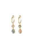 A Beautiful Story Shimmering Peach Moonstone Labradorite Earrings Gold Plated image