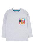 Frugi Adventure Printed Top in Grey Marl/Fun