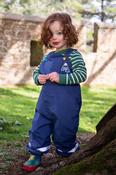Frugi Little Waterproof Dungarees in Navy Blue