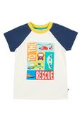 Frugi Reid Raglan T-Shirt in Soft White/Rescue image