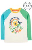 Frugi Tamar Raglan Top in Soft White/Grow Your Own Way image