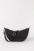 O MY BAG Leo Midi - Black Woven Soft Grain Leather