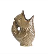 Madam Stoltz Beige Stoneware Fish Vase image