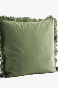 Madam Stoltz Jade Striped Cushion Cover w/ Fringes