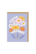 Ohh Deer Happy Birthday Sister Flowers Greeting Card