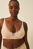 Stripe &amp; Stare Plunge Lace Bra - Sand