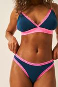 Stripe &amp; Stare Thong - Midnight/Hot  Pink