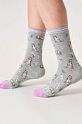 Thought Womens Floral Cat Organic Cotton Crew Socks image