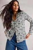 White Stuff Annie Jersey Shirt in White Print AW25