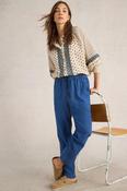 White Stuff Elle Chambray Blue Linen Blend Trousers