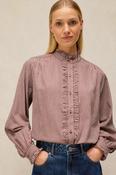 White Stuff Frill Neck Organic Cotton Shirt