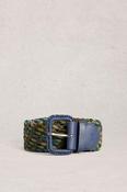 White Stuff Leather Wide Weave Belt Blue Mlt image