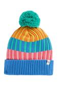 Frugi Rainbow Rib Bobble Hat in Rainbow Stripe Infant 1-4 yrs image