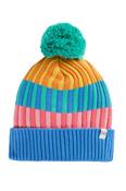 Frugi Rainbow Rib Bobble Hat in Rainbow Stripe image