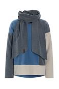 Henriette Steffensen Blouse Patch With Scarf - Dusty Blue/Kit/Grey