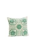 Madam Stoltz Suzani Embroidered Cushion Cover - Dusty Aqua, Off White image