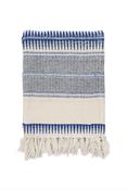 Madam Stoltz Recycled Cotton Throw - Blue, Off White, Grey image