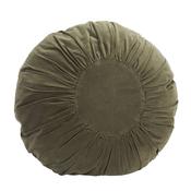 Madam Stoltz Round Velvet Cushion Green image