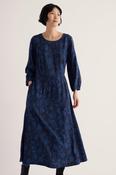 Seasalt 3/4 Sleeve Tilly Dress in Lino Seedpods Maritime Marine image