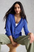 White Stuff Nova Linen Blend Bright Blue Cardigan