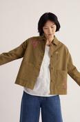 Seasalt Porth Embroidered Jacket Flora Embroidery Fern Moss image
