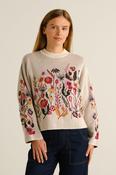 Dedicated Sweater Limhamn Folk Flower Vanilla White Whitecap Gray image