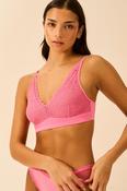 Stripe &amp; Stare Eco Lace Full Coverage Plunge Bra - Pink Cosmos image