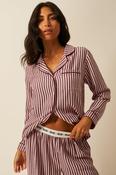 Stripe &amp; Stare Ecovero Long Sleeve Pyjama Top - Noir Nights &amp; Pink Stripe image