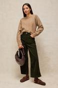 White Stuff Khaki Green Tia Cord Wide Leg Crop image