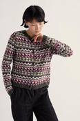 Seasalt Dawson Pick Cardigan Fairisle Zig Zag Geo Dark Hellebore image