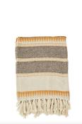 Madam Stoltz Recycled Cotton Throw - Ecru, Brown, Honey image