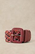 White Stuff Leather Wide Weave Belt Pink