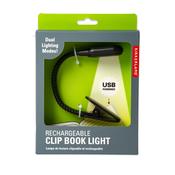 Kikkerland Rechargeable Clip Book Light Black