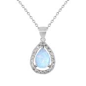 Silver Opal Cluster Pear Pendant