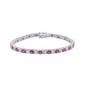 Silver Red and White Cubic Zirconia Bracelet
